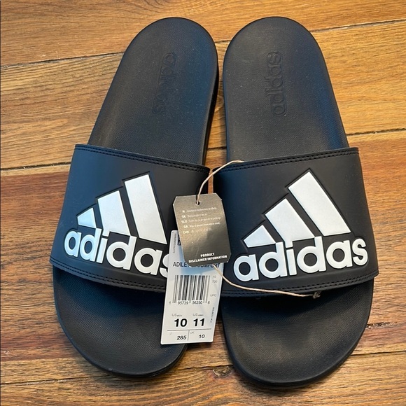 Adidas | Adilette Comfort Slides | Black Cushy Unisex | Men’s 10 / Women’s 11 - Picture 1 of 5